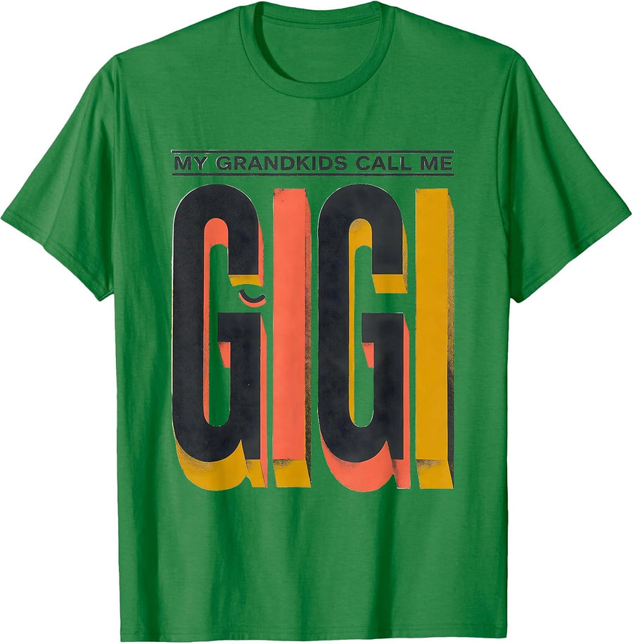 Men's My Grandkids Call Me Gigi Midcentury Modern Grandma Gift T-Shirt - Kelly Green