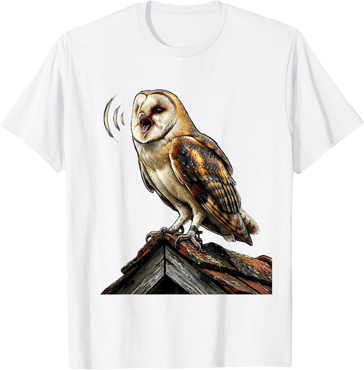 Men's Barn Owl Nighttime Call Vintage Bird Lover Whimsical T-Shirt - White