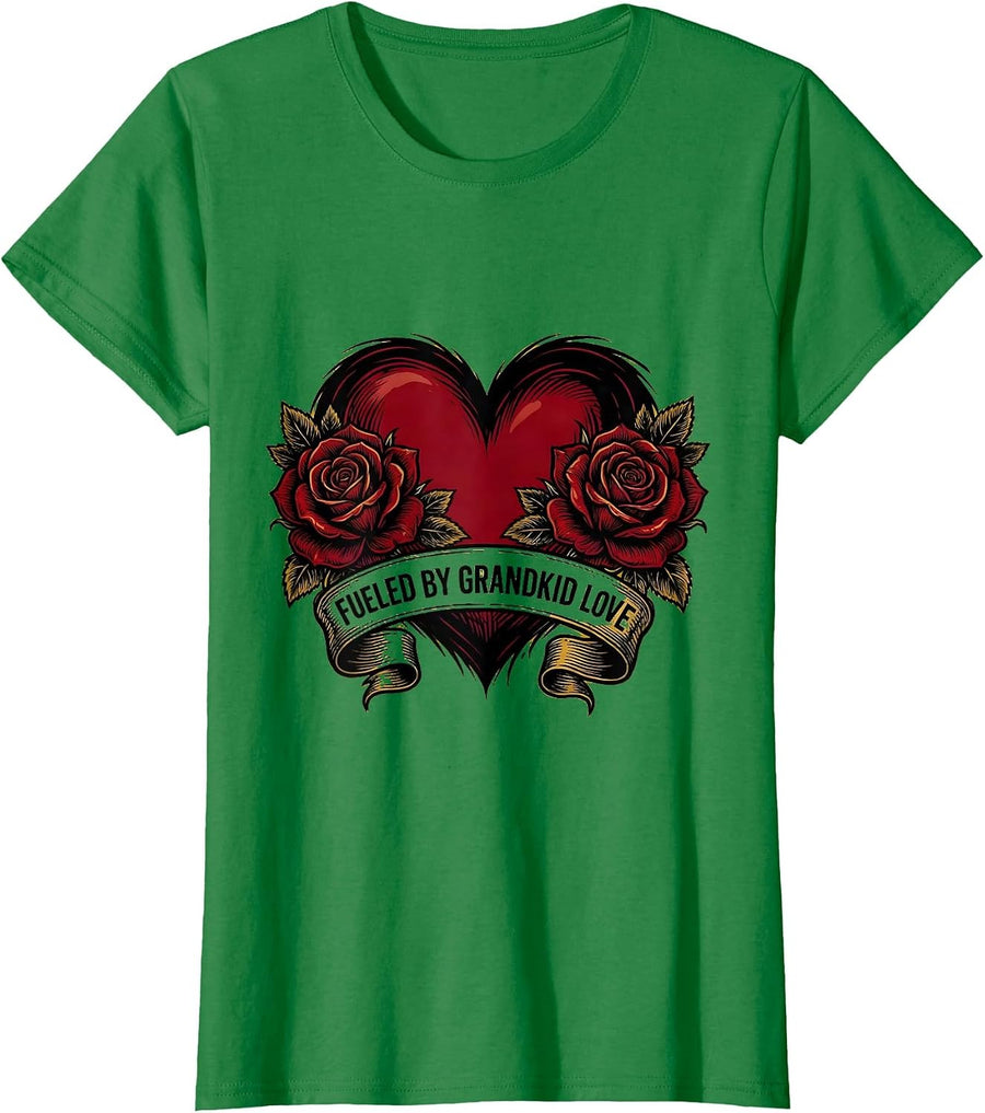 Women's Fueled by Grandkid Love Gigi Design T-Shirt - Kelly Green