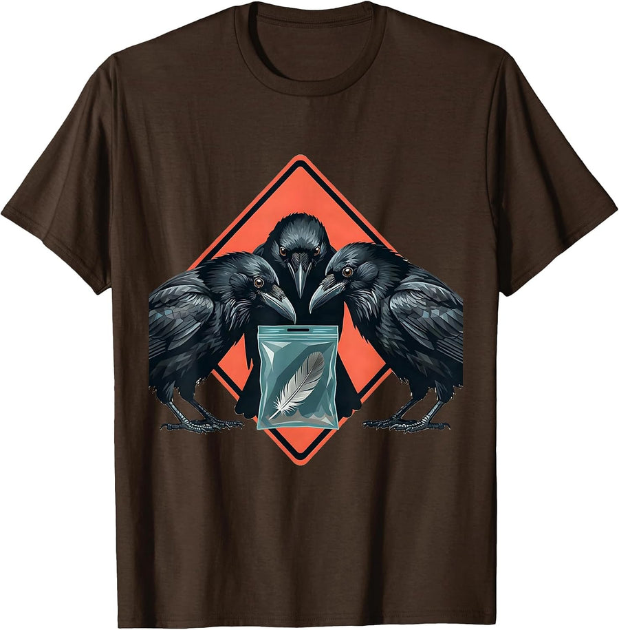 Angular Crows Murder Dark Humor Gothic Bird Lover T-Shirt - Brown