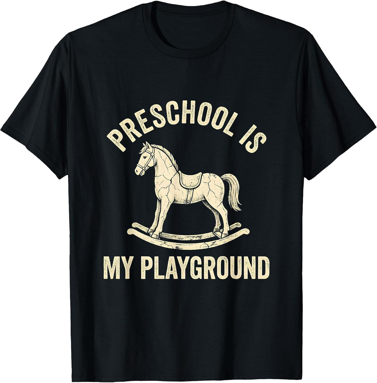 Men's Preschool Is My Playground Teacher Design T-Shirt - Black