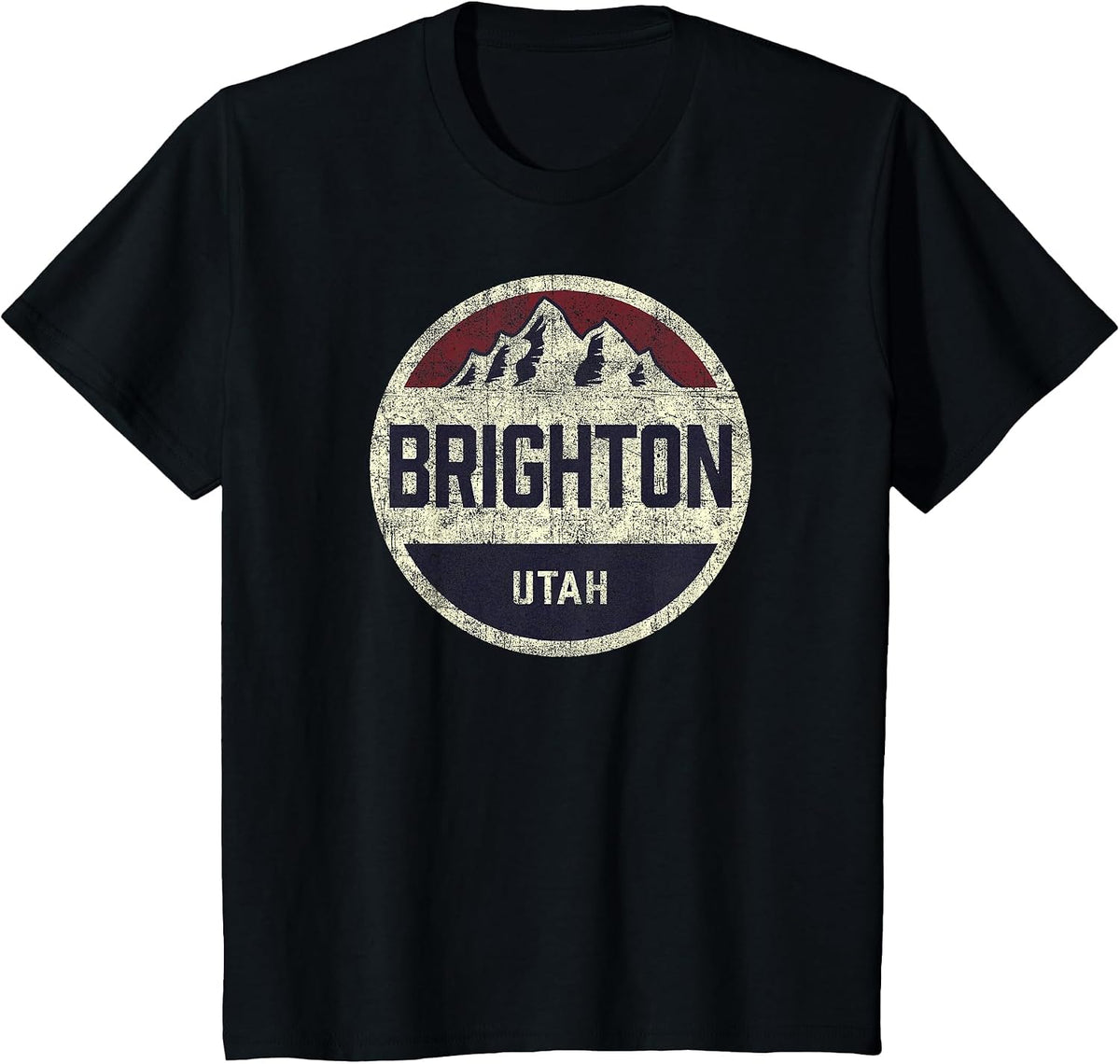 Vintage Retro Brighton Utah Mountain Circle Ski Souvenir T-Shirt - Black