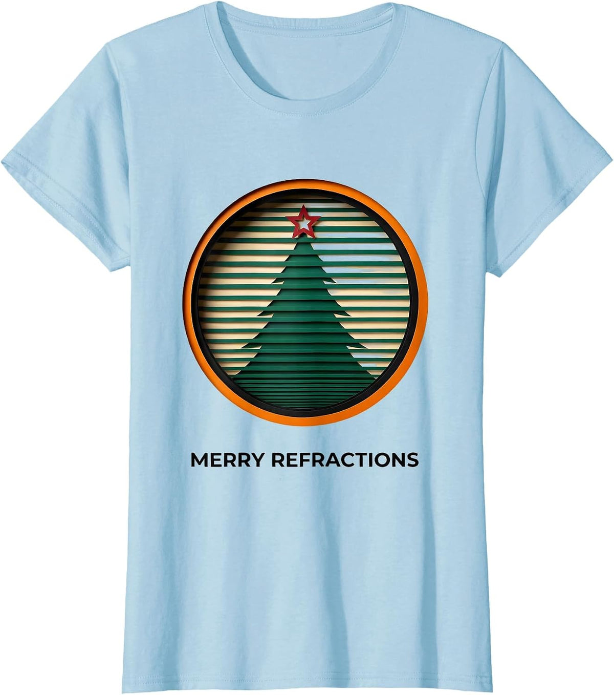 Women's Merry Refractions Editorial Conceptual Optometrist Christmas T-Shirt - Baby Blue