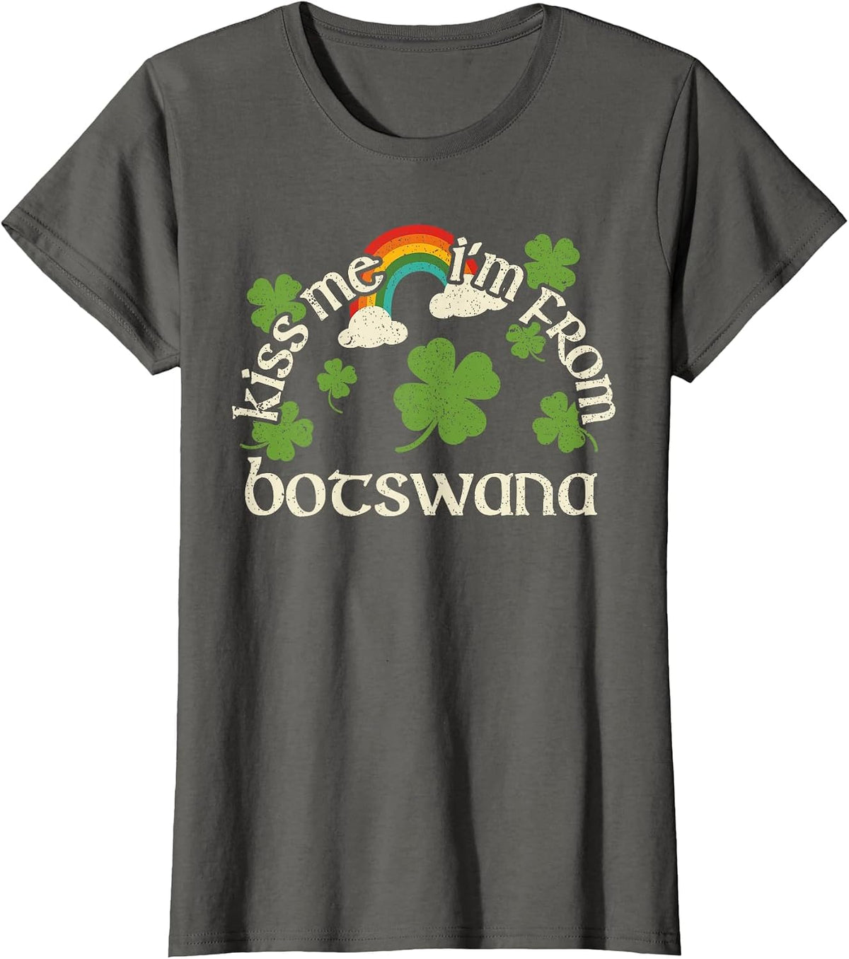 Kiss Me Shamrock - Funny St. Patrick's Day Botswana T-Shirt - Asphalt Grey