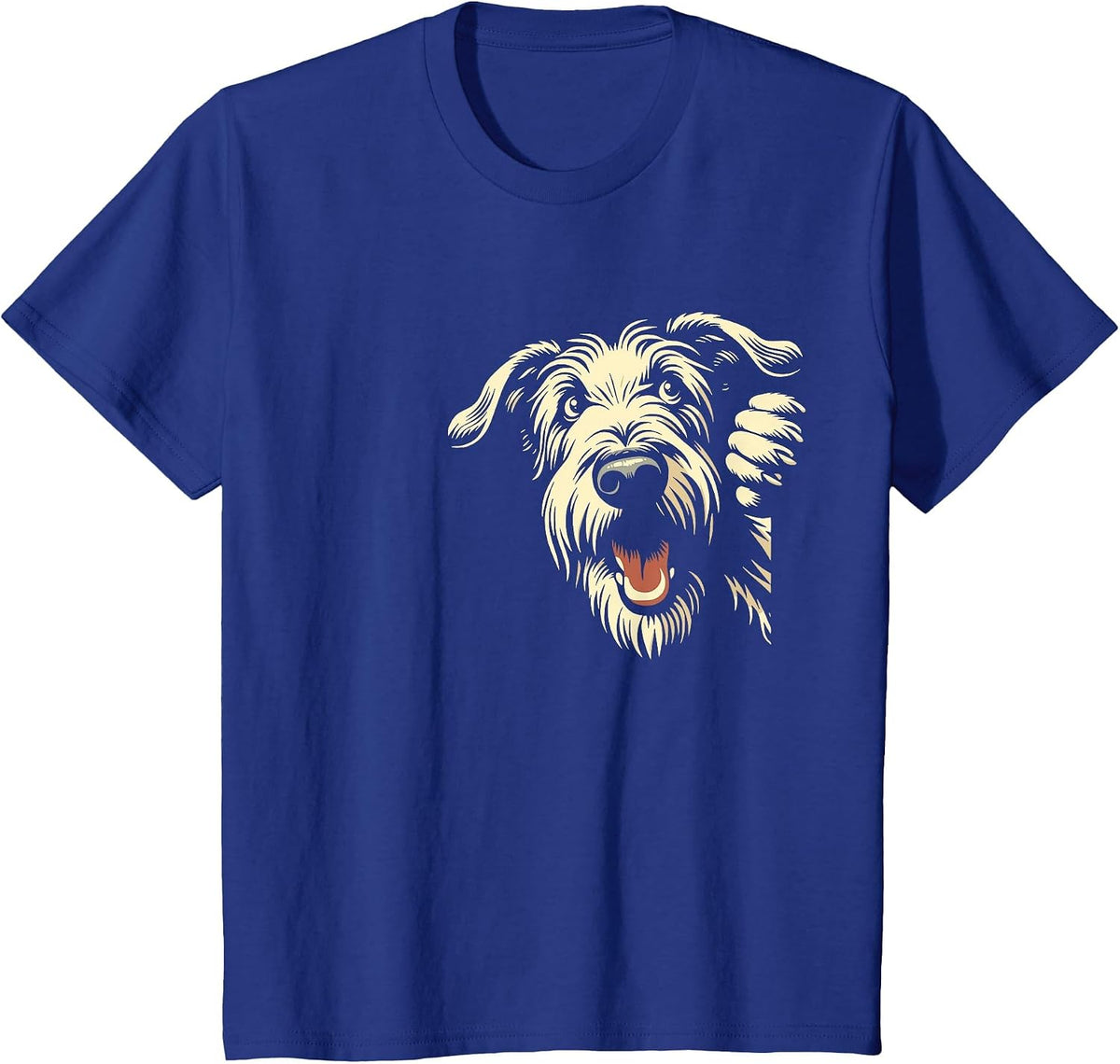 Funny Irish Wolfhound Peeking Dog Graphic Design T-Shirt - Royal Blue