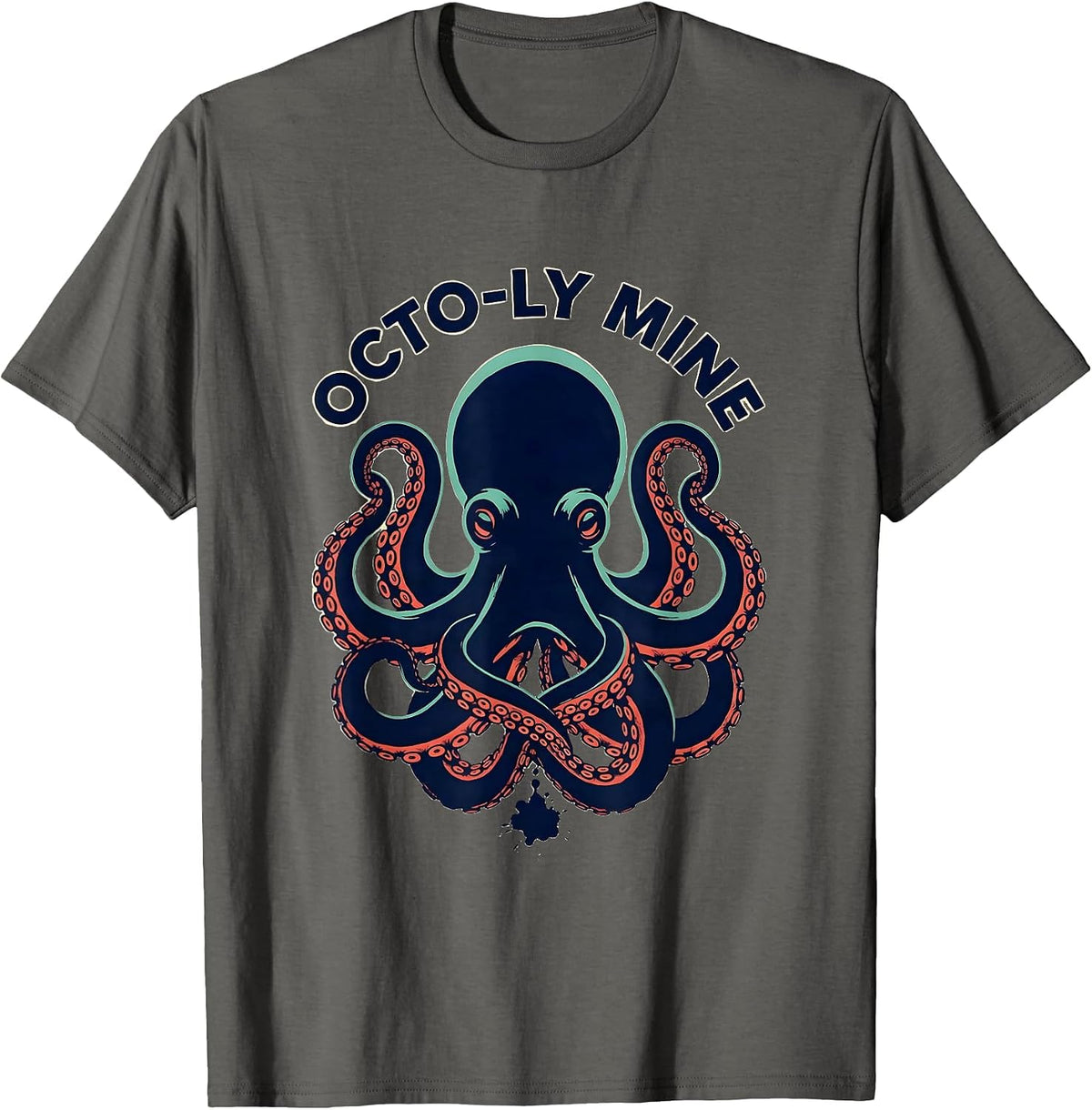Octo-ly Mine Vintage Octopus Ocean Wildlife Graphic T-Shirt - Asphalt Grey