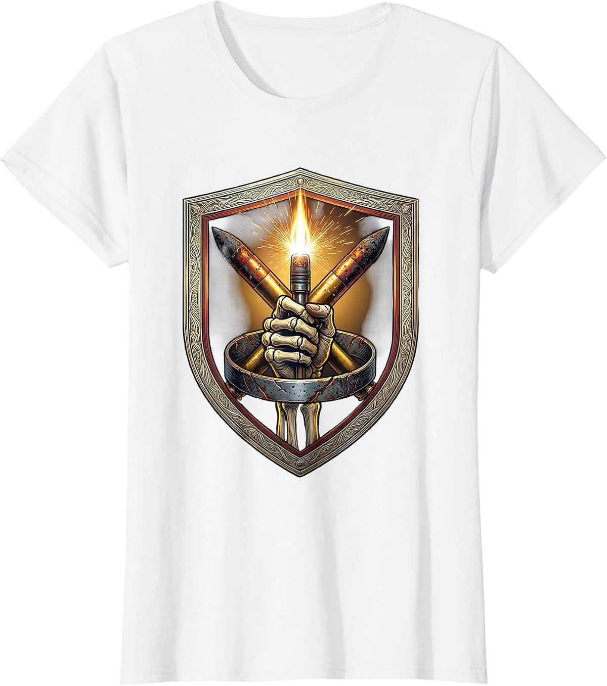 Welder Skeleton Shield Welding Tradesman Humor T-Shirt - White