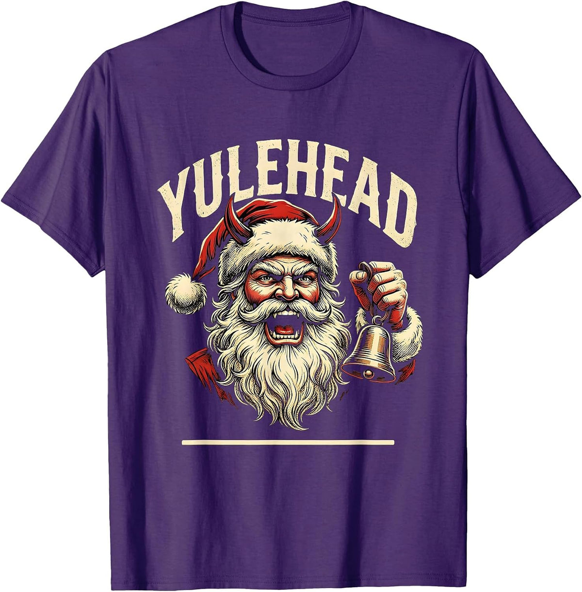 Men's Yulehead Tattoo Heavy Metal Rock Christmas Santa Humor T-Shirt - Purple
