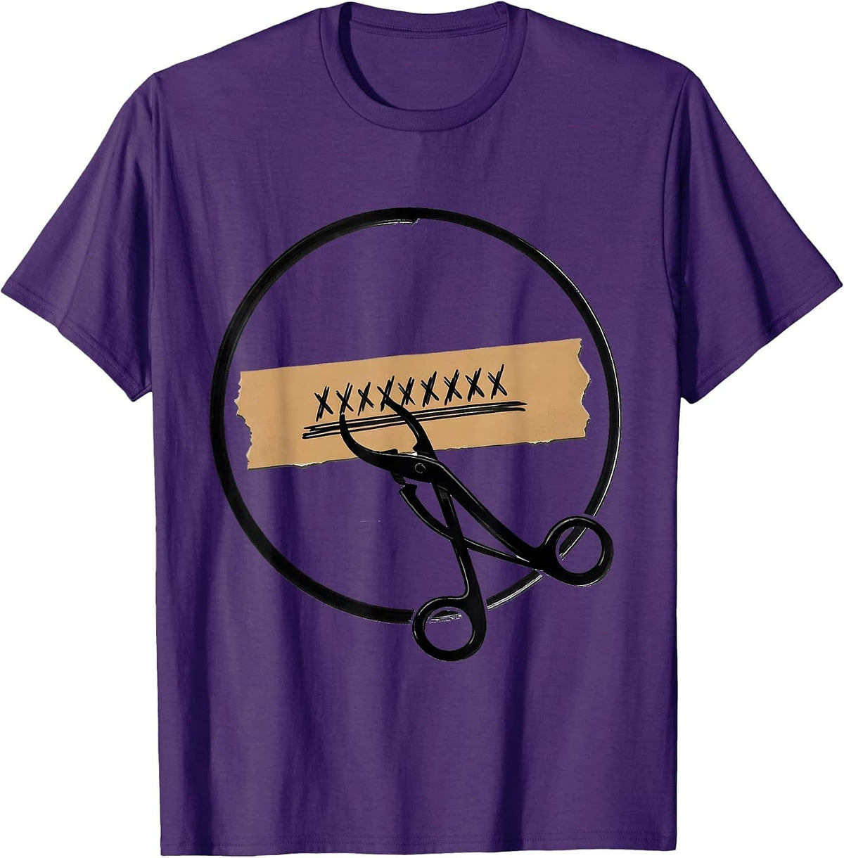 Men's Surgical Clamp Marking Tape Badge Scrub Tech Humor T-Shirt - Purple