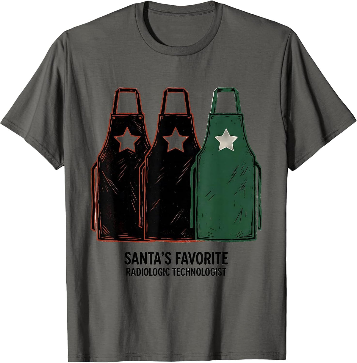 Men's Santa's Favorite Radiologic Technologist Funny T-Shirt - Asphalt Grey