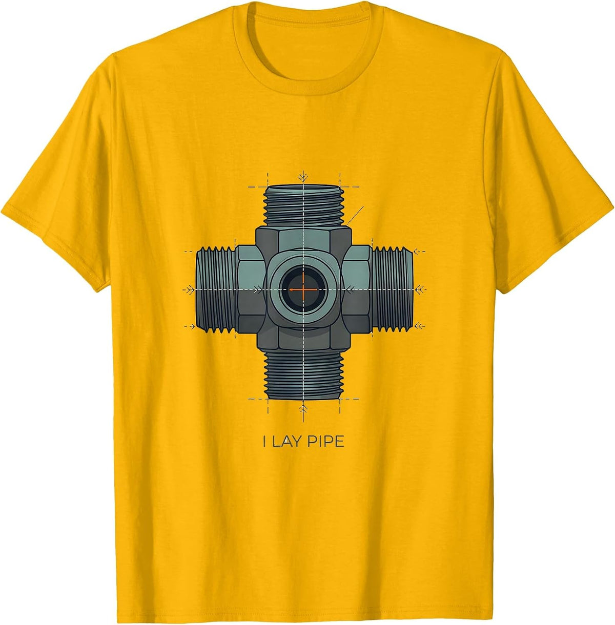 I Lay Pipe Funny Plumber Pipefitter Steamfitter Gift T-Shirt - Golden Yellow
