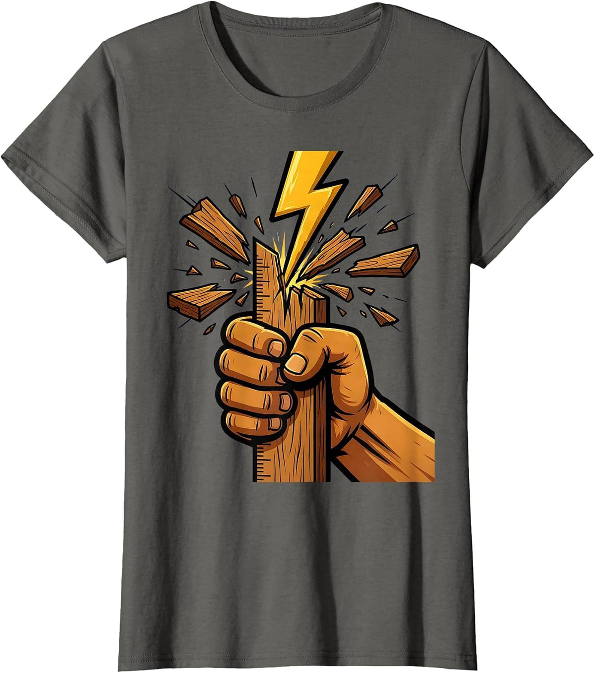 Women's Third Grade Teacher Lightning Ruler Graphic T-Shirt - Asphalt Grey