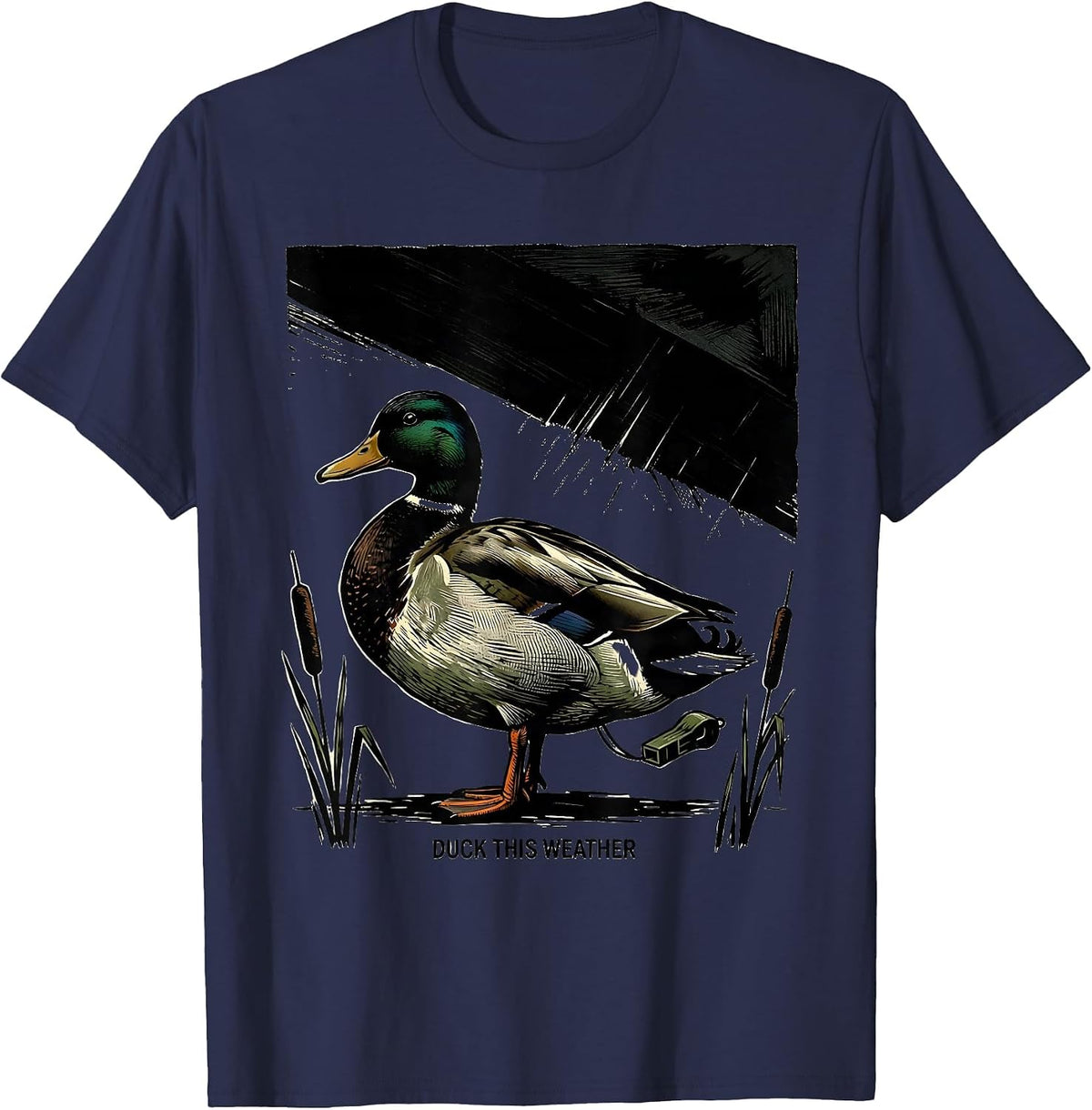 Duck This Weather Funny Duck Hunter Hunting Dad Humor T-Shirt - Navy Blue