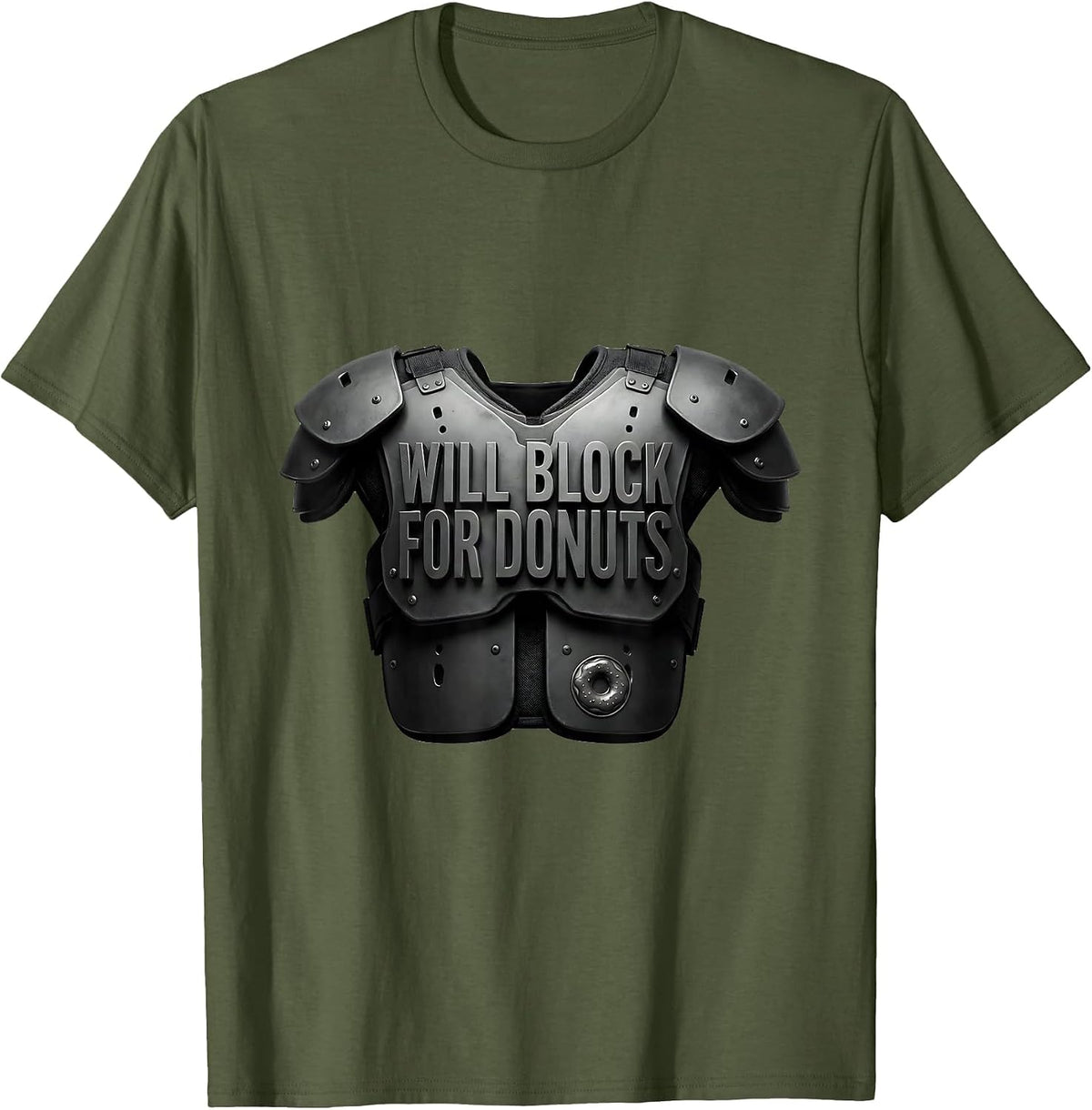 Will Block For Donuts Funny Football Lineman Humor T-Shirt - Olive Green