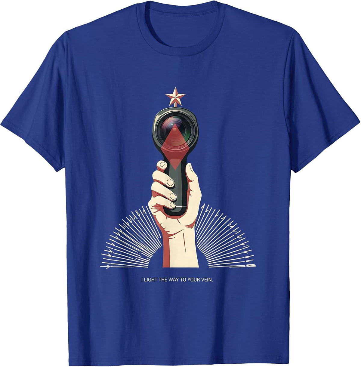 I Light The Way To Your Vein Funny Phlebotomist Holiday T-Shirt - Royal Blue