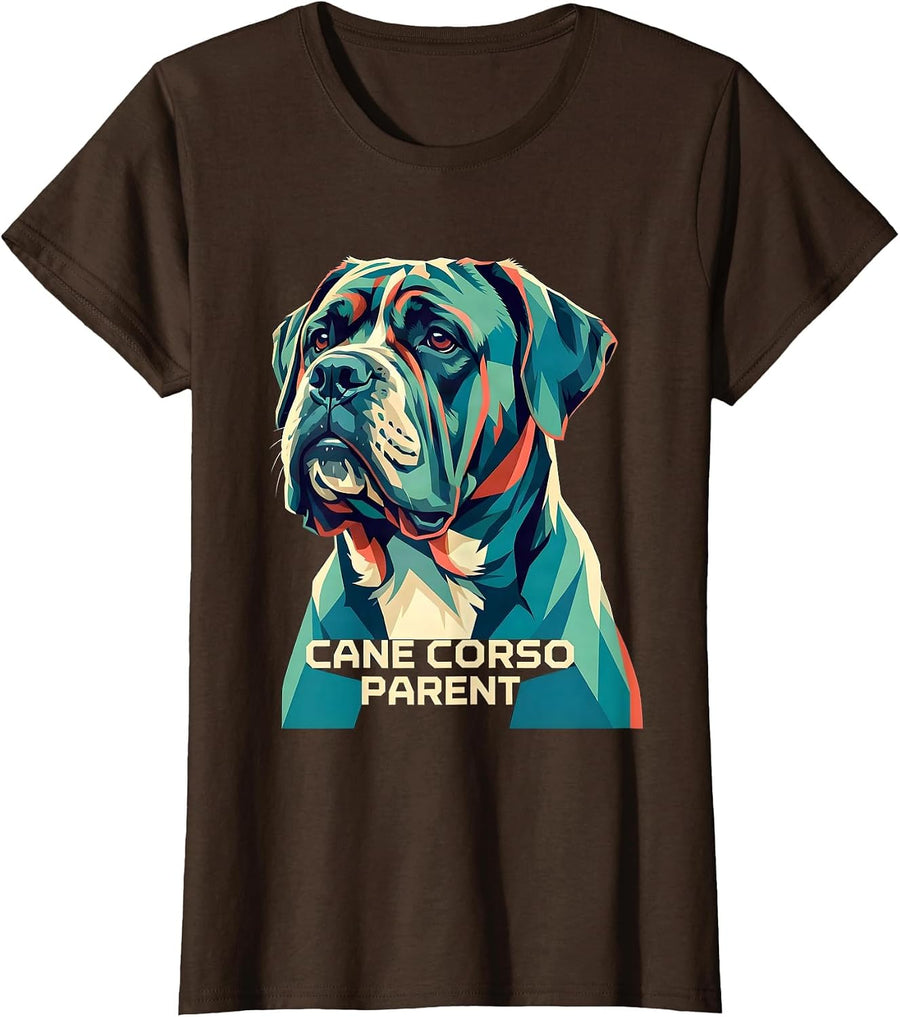 Women's Cane Corso Parent Dog Lover Italian Mastiff Everyday Wear T-Shirt - Brown