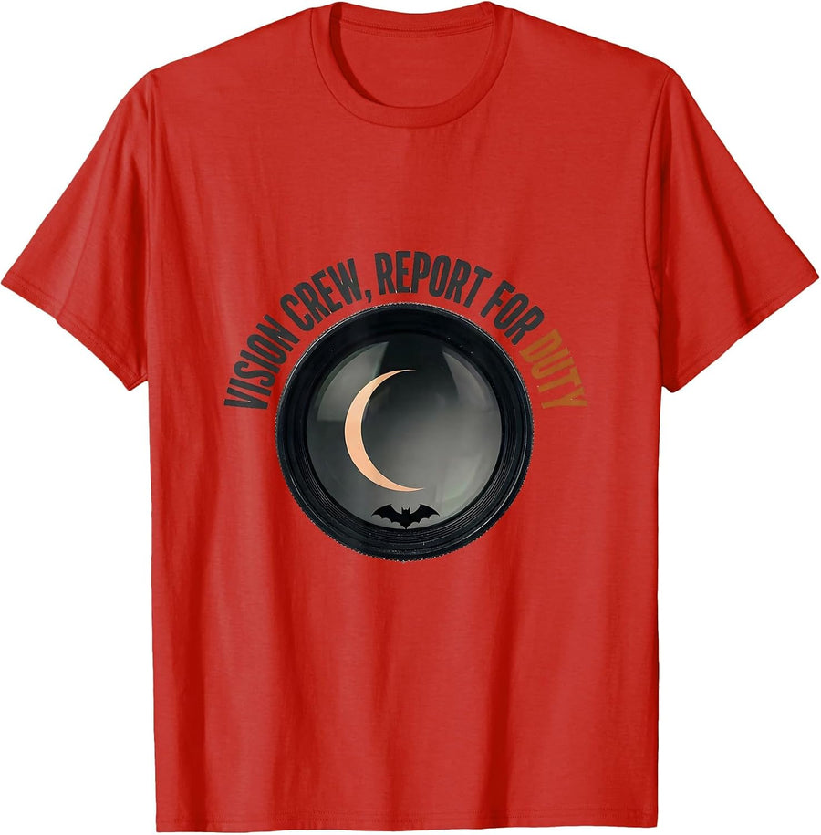 Men's Vision Crew Report for Duty Minimalist Halloween Optometrist T-Shirt - Red