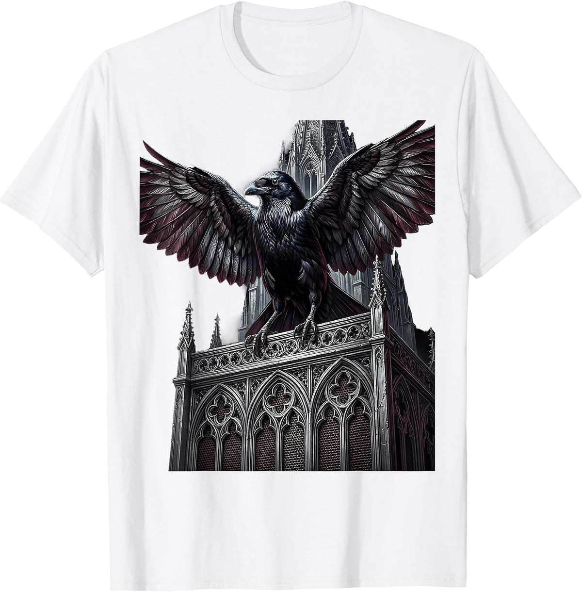 Men's Raven on Concert Speaker Graphic Design T-Shirt - White