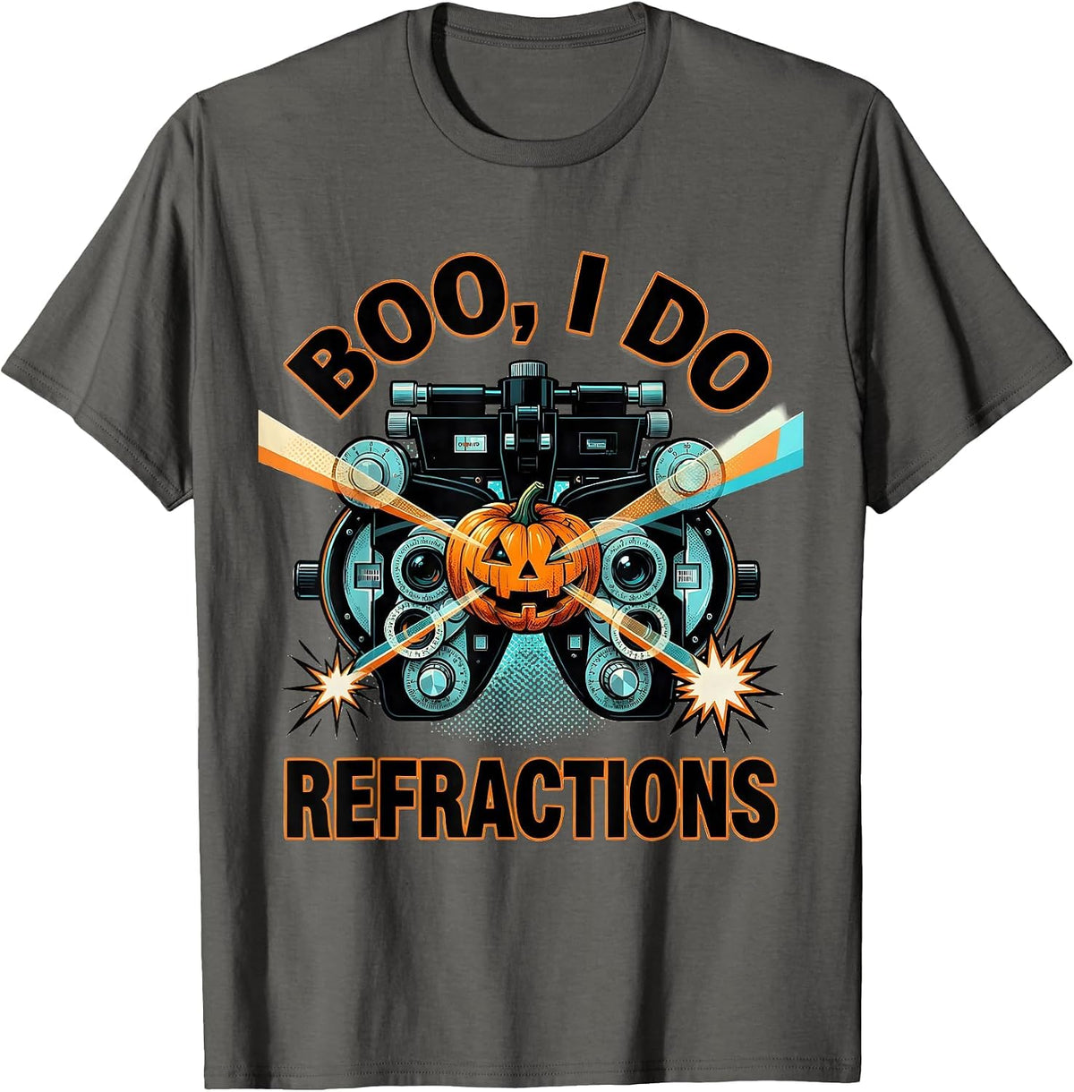Men's Boo I Do Refractions Pop Art Optometrist Halloween Eye T-Shirt - Asphalt Grey
