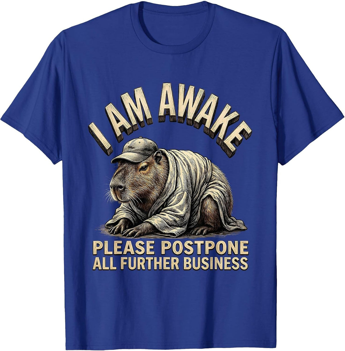 Men's I Am Awake Please Postpone All Further Business Funny T-Shirt - Royal Blue