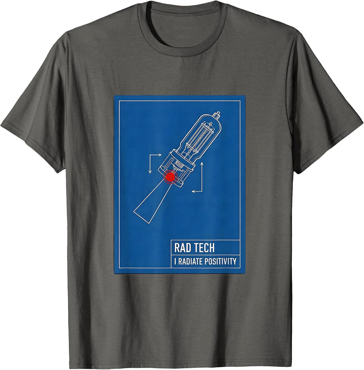 Rad Tech I Radiate Positivity Technical Blueprint Radiology T-Shirt - Asphalt Grey