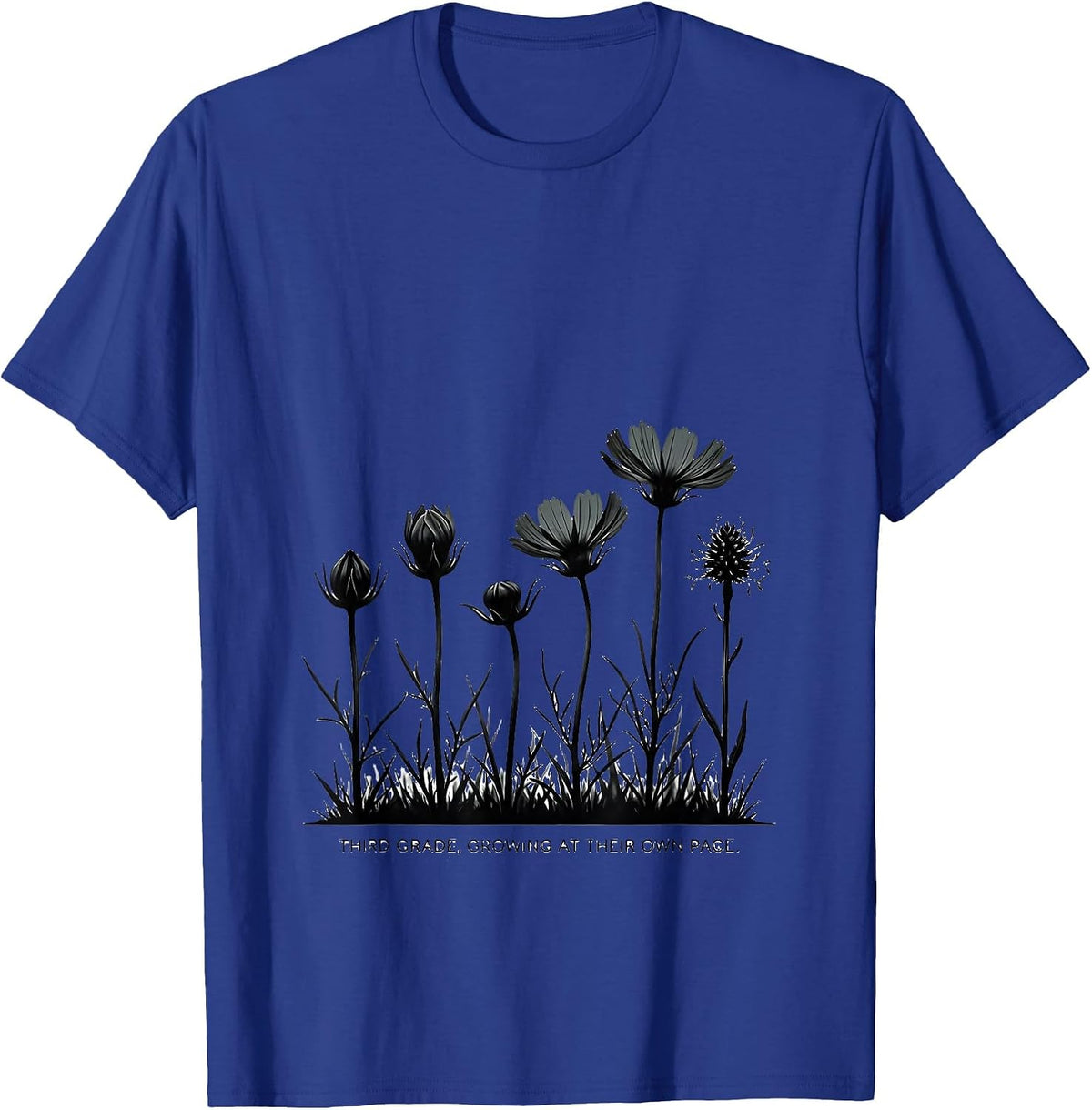 Men's Third Grade Growing At Their Own Pace Wildflower Teacher T-Shirt - Royal Blue