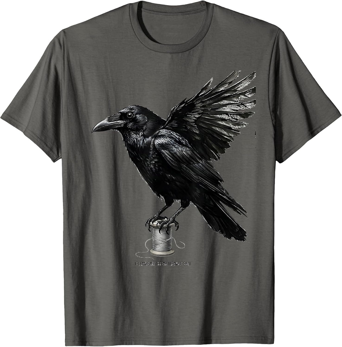 It Leaves Me Thread I Leave It Suet Funny Crow Lover Pun T-Shirt - Asphalt Grey
