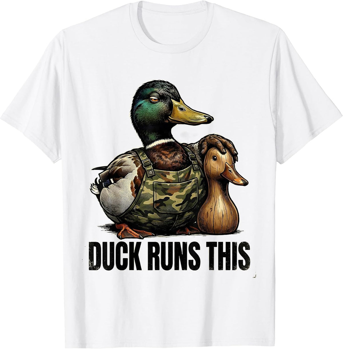 Men's Duck Runs This Vintage Duck Hunter Camo Outdoor Humor T-Shirt - White