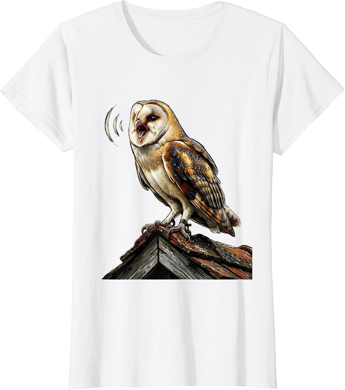 Women's Barn Owl Nighttime Call Vintage Bird Lover Whimsical T-Shirt - White