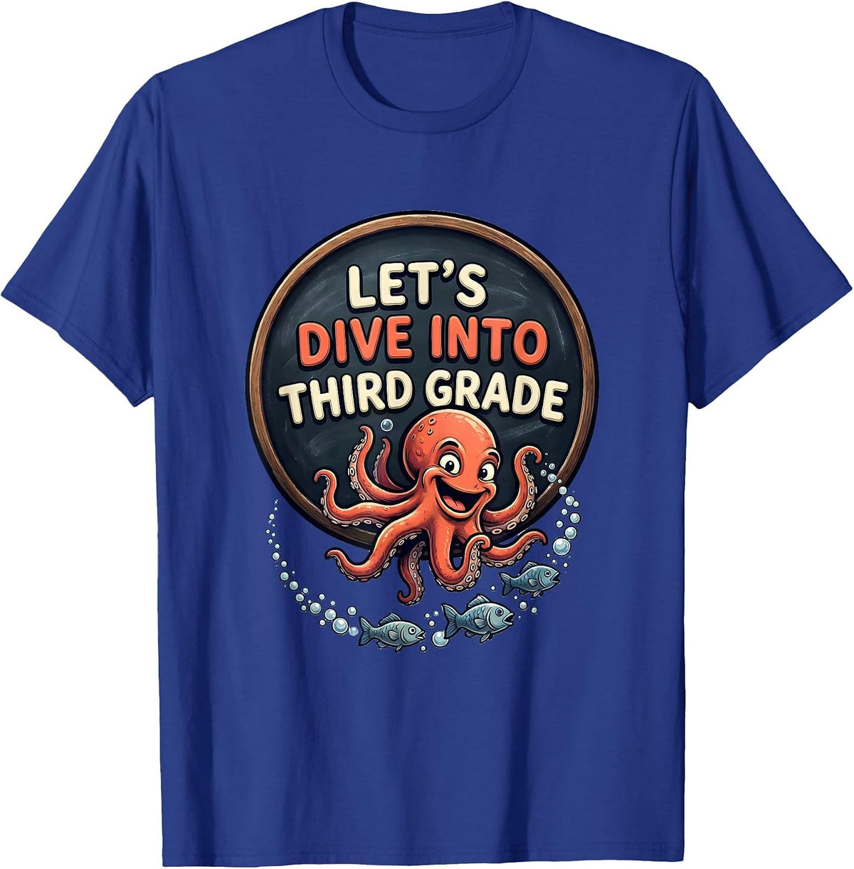 Let's Dive Into Third Grade Cartoon Teacher Back To School T-Shirt - Royal Blue