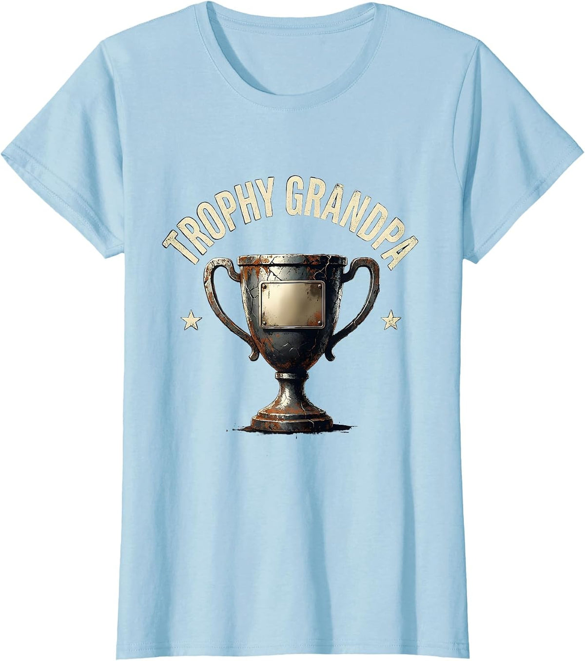Women's Trophy Grandpa Distressed Funny Father Gift Idea T-Shirt - Baby Blue