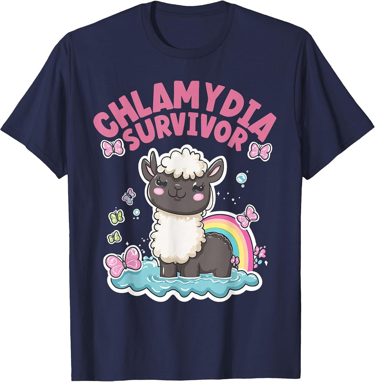 Chlamydia Survivor | Funny Inappropriate | Meme Llama T-Shirt - Navy Blue
