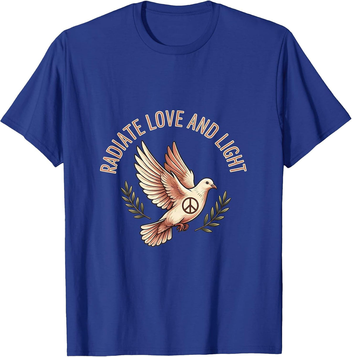Radiate Love and Light Hippie Positive Vibes Design T-Shirt - Royal Blue