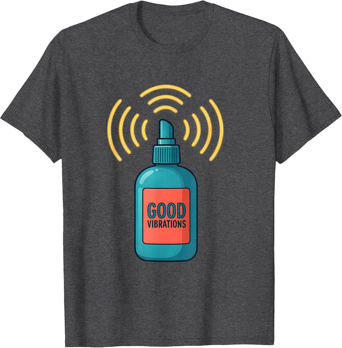 Men's Good Vibrations Flat Vector Ultrasound Tech Sonographer T-Shirt - Dark Heather Grey