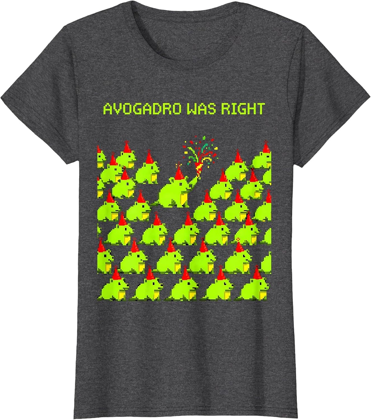 Women's Avogadro Was Right Pixel Art Mole Day Chemistry Teacher T-Shirt - Dark Heather Grey
