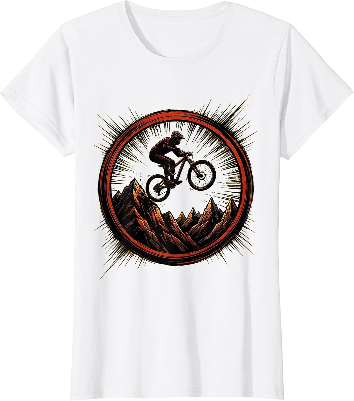 Women's Cyclist Silhouette Mountain Summit Graphic T-Shirt - White