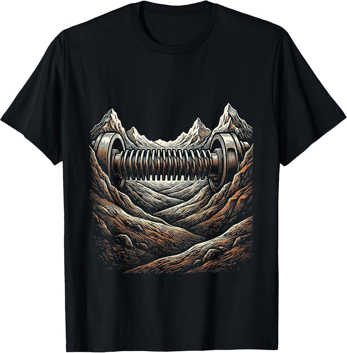 Men's Valley Forge Automotive Camshaft Silhouette Design T-Shirt - Black