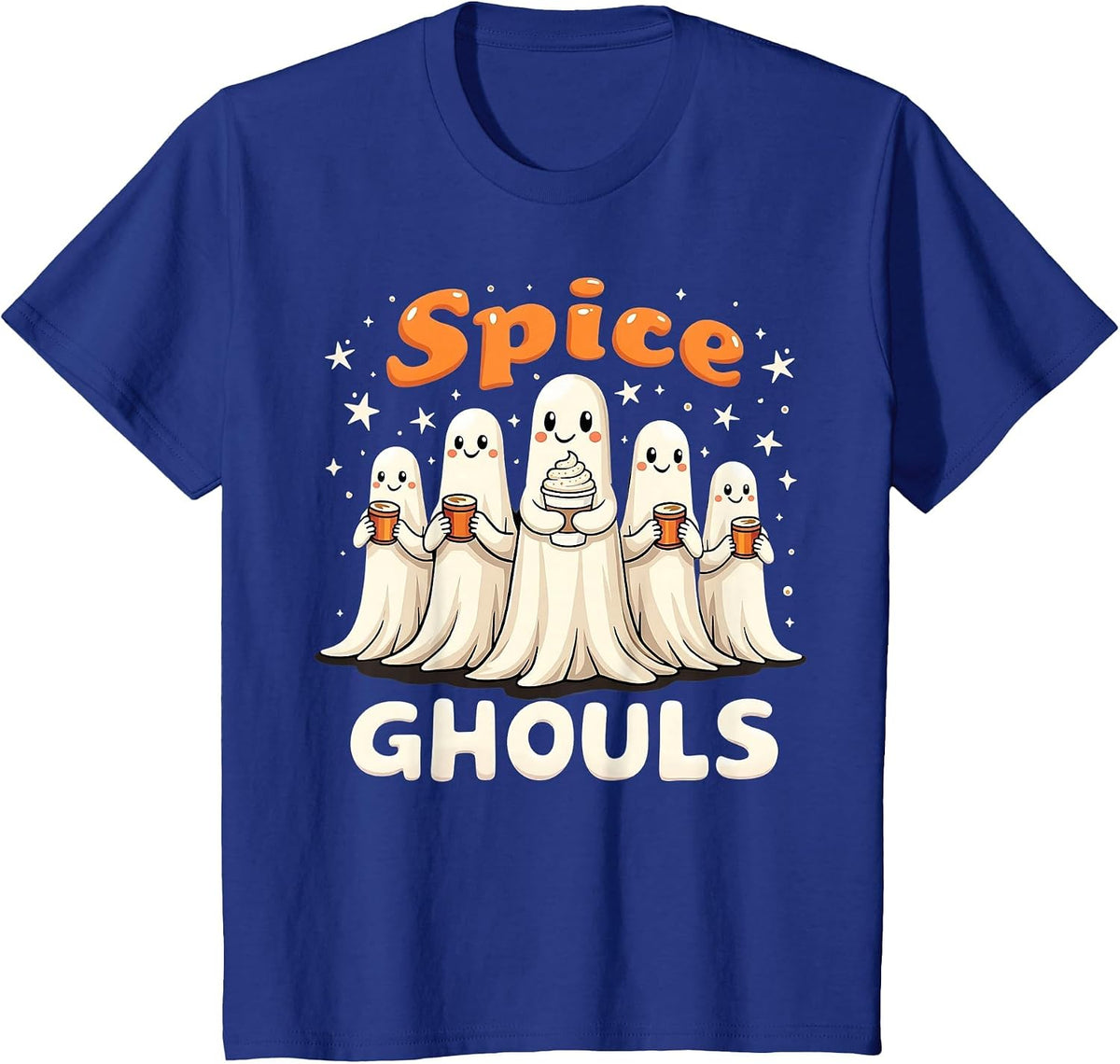 Spice Ghouls Funny Halloween Ghost Pumpkin Women Graphic T-Shirt - Royal Blue