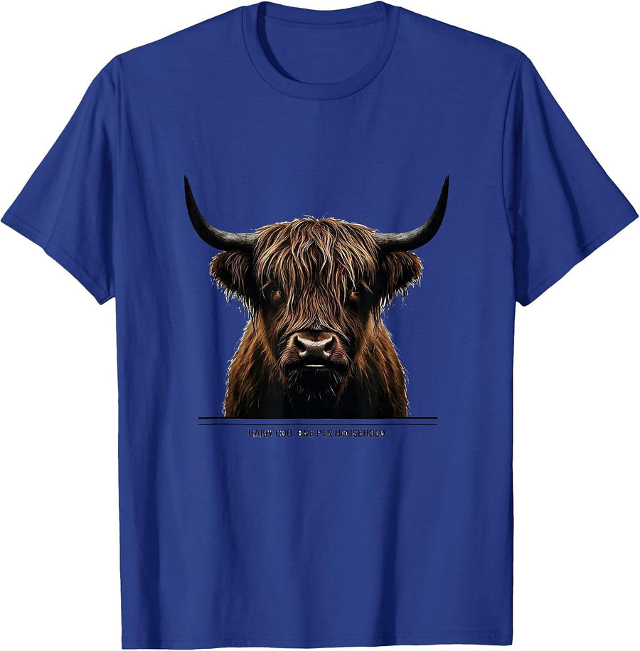 Hairy Coo One Per Household Funny Highland Cow Lover Gift T-Shirt - Royal Blue