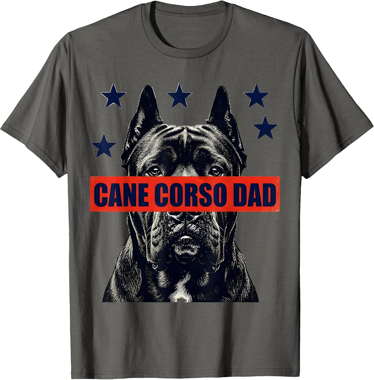 Cane Corso Dad Patriotic Dog Breed Pride 4th Of July T-Shirt - Asphalt Grey