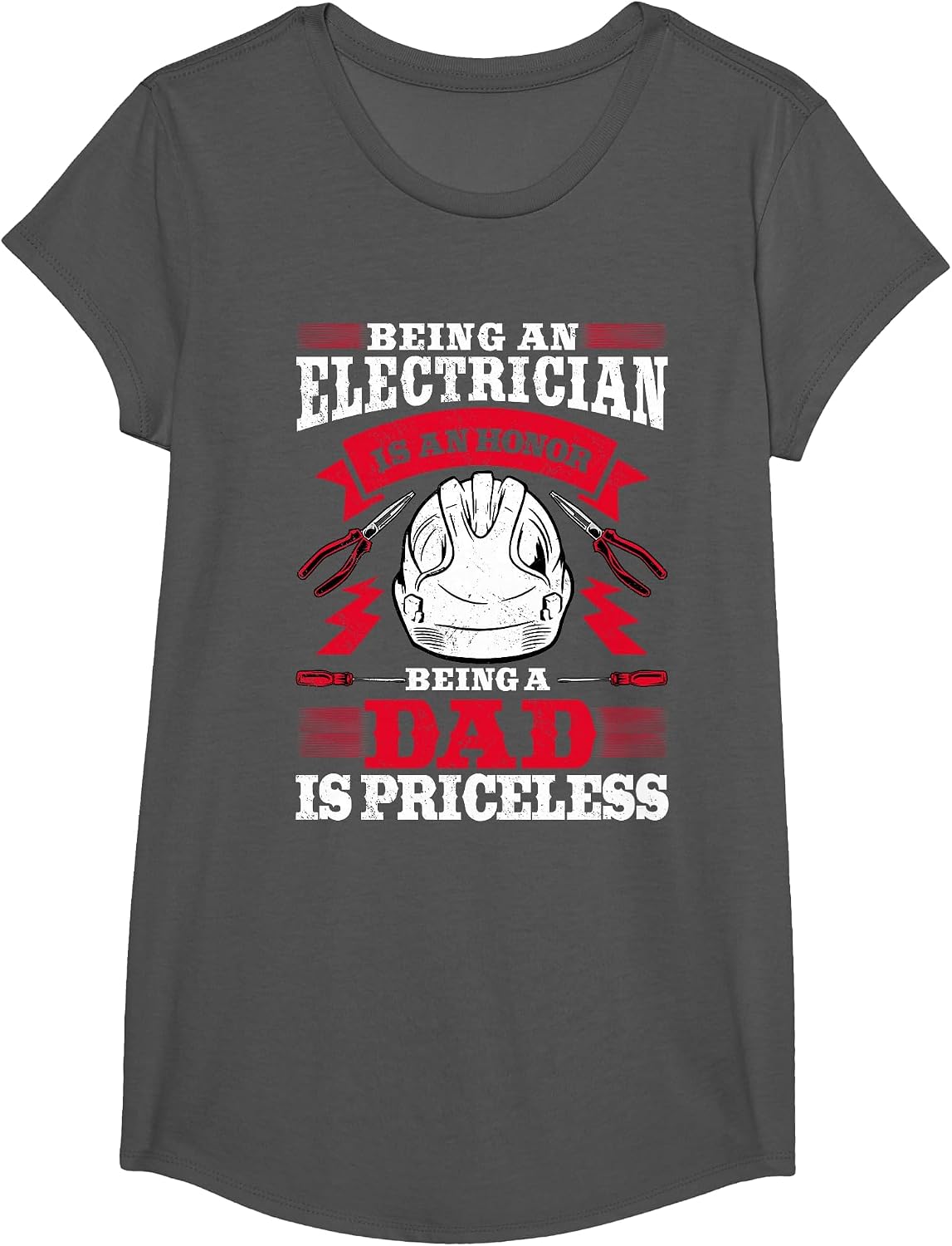 Electrician Dad Electronics Technician Electrical Wireman T-Shirt - Girls Asphalt Grey