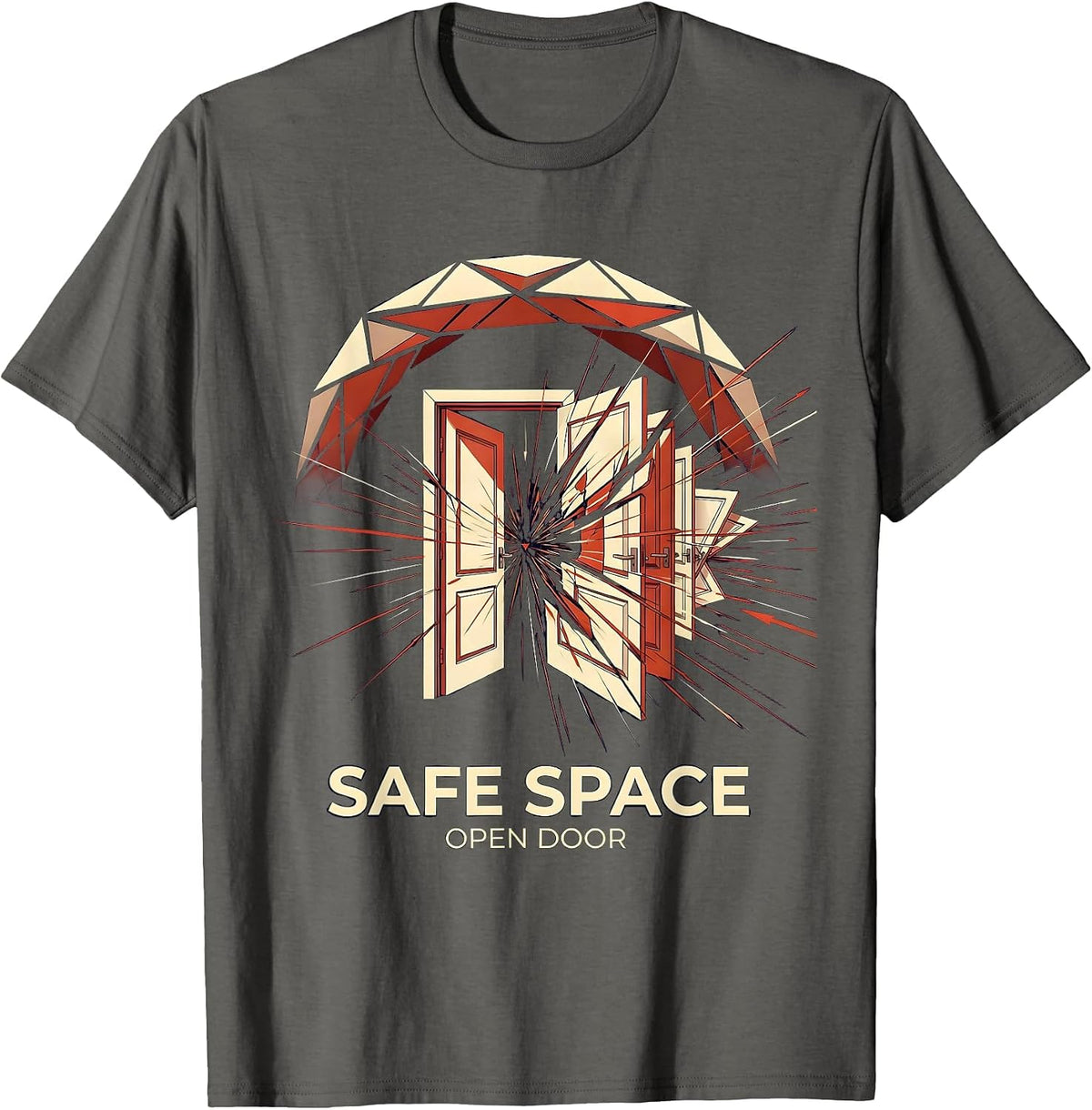 Men's Safe Space Open Door School Counselor Design T-Shirt - Asphalt Grey