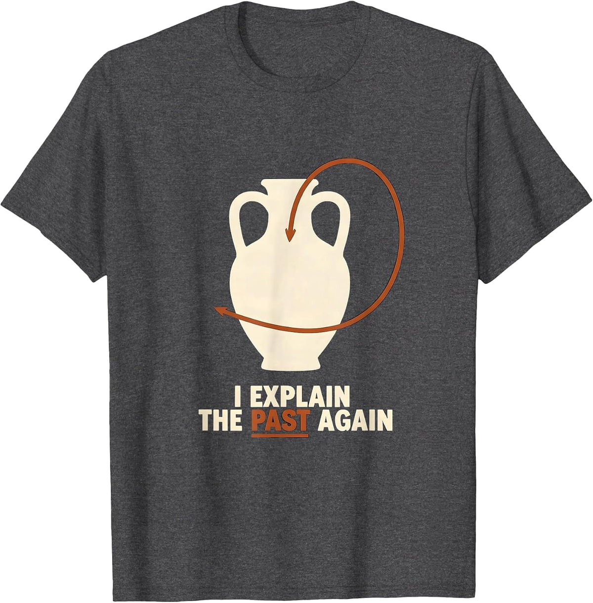 I Explain The Past Again Funny History Teacher Back T-Shirt - Dark Heather Grey
