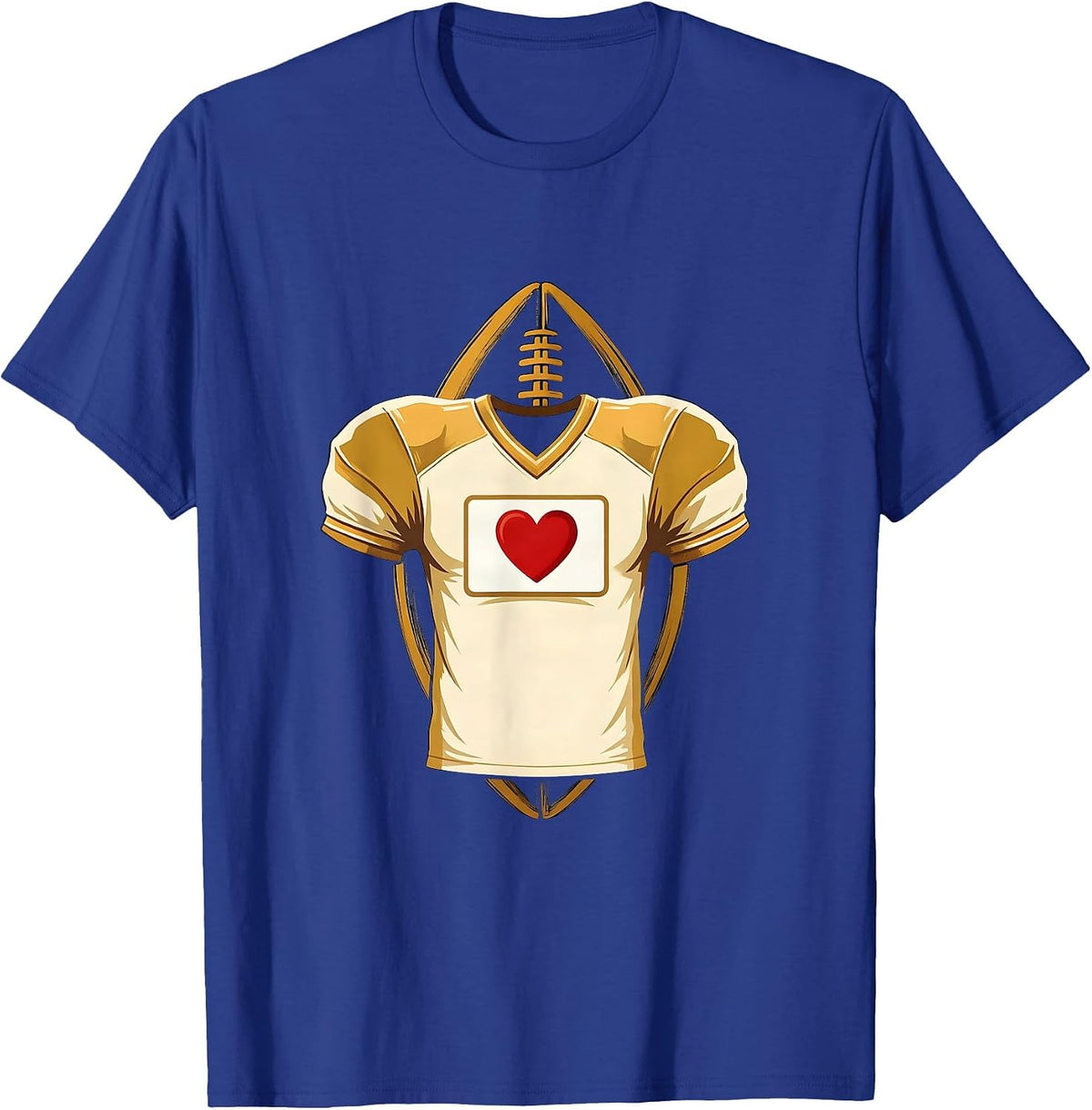 Men's Football Lineman Mom Jersey Number Heart Pride T-Shirt - Royal Blue