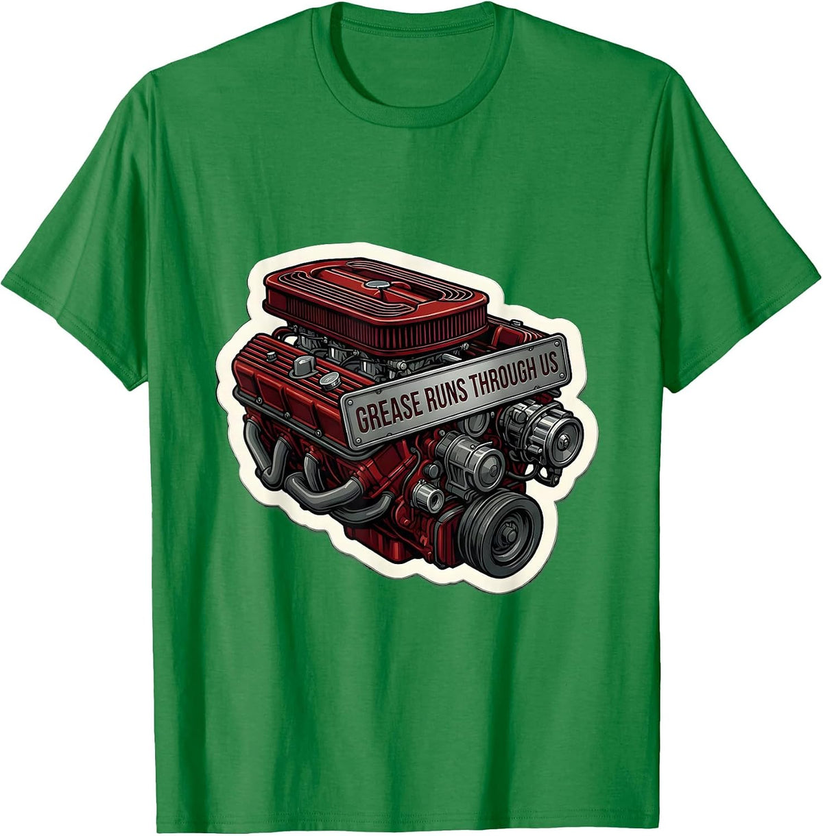 Men's Grease Runs Through Us Valley Forge Automotive T-Shirt - Kelly Green