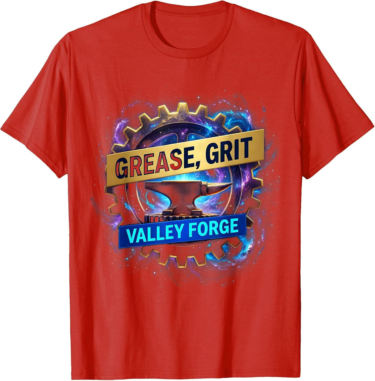 Men's Grease Grit Valley Forge Automotive Design T-Shirt - Red