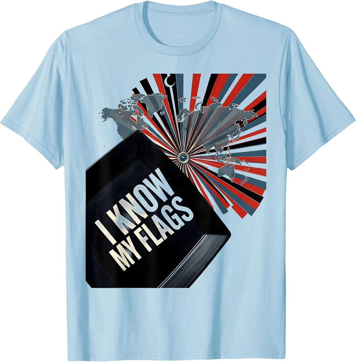 Men's I Know My Flags Constructivist Geography Enthusiast Teacher T-Shirt - Baby Blue