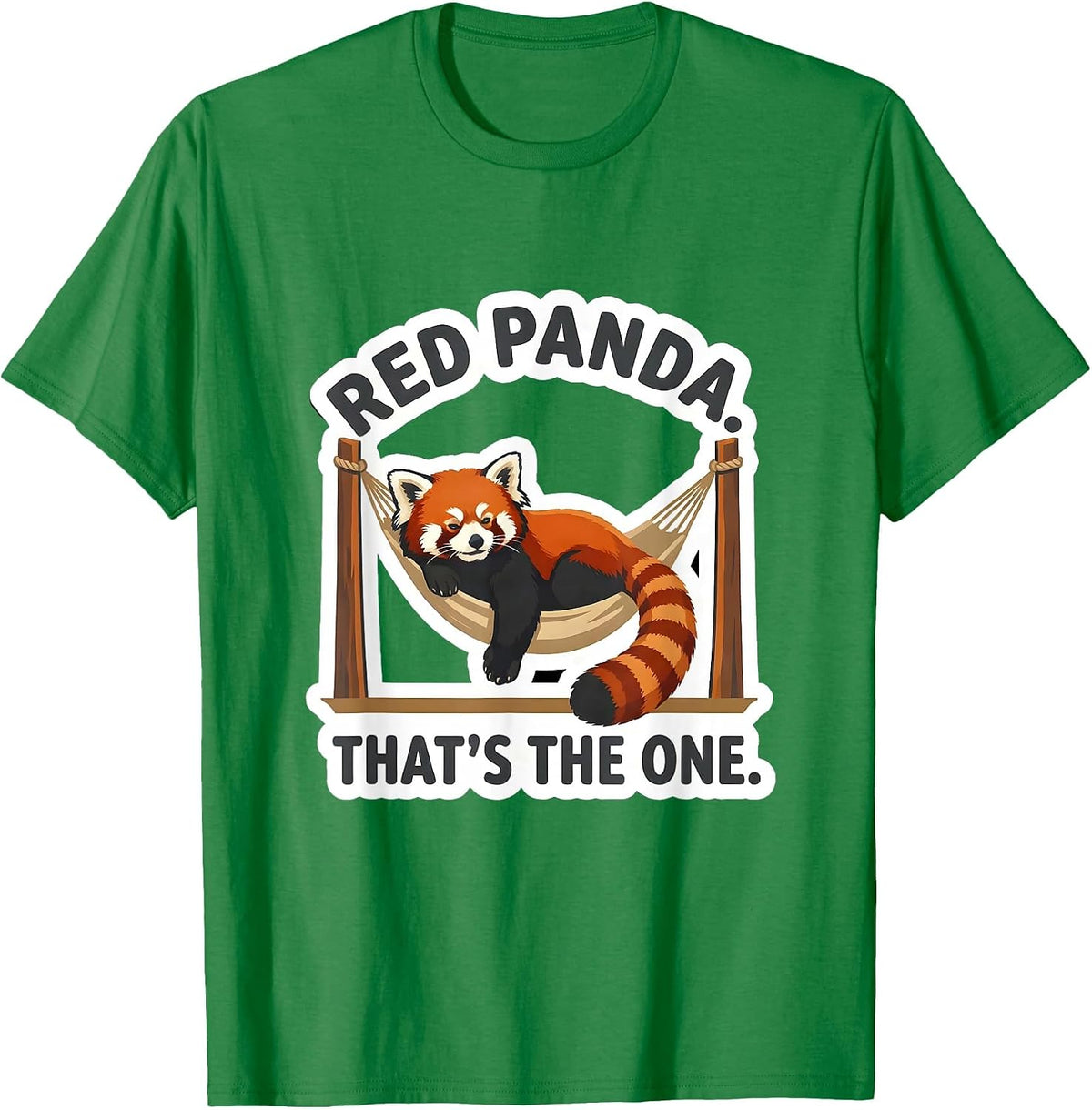 Men's Red Panda That's The One Funny Animal Lover Novelty Sticker T-Shirt - Kelly Green