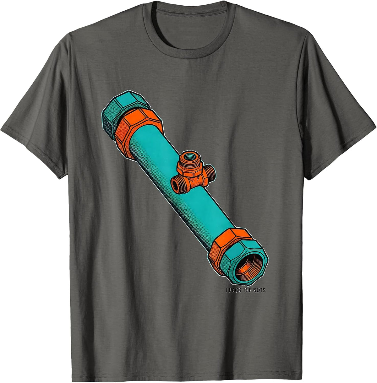Men's I Pack The Nuts Funny Plumber Pipefitter Steamfitter T-Shirt - Asphalt Grey