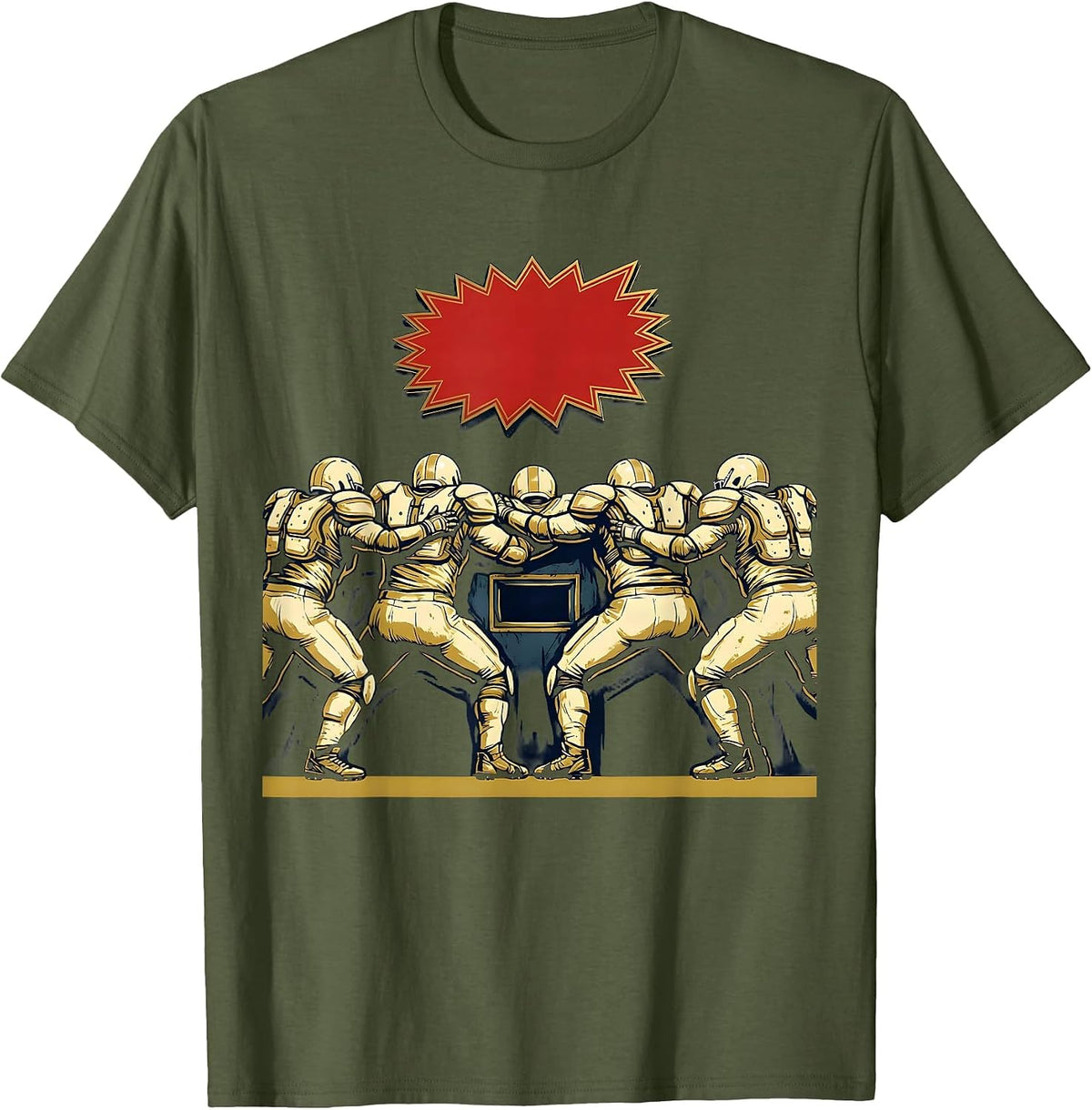 Shoulder Pad Wall Offensive Lineman Football Humor T-Shirt - Olive Green